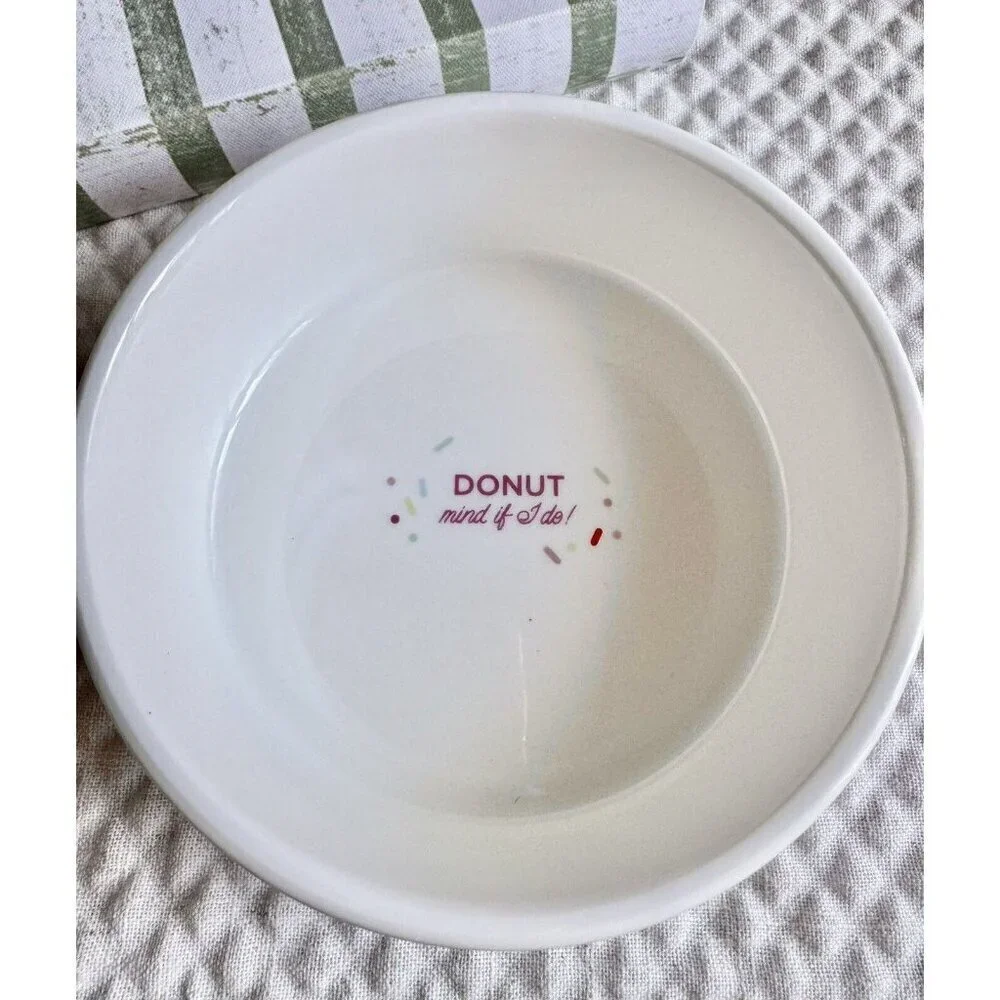 New Fringe Brand “Donut Mind If I Do” Ceramic Dog or Cat Food / Water Bowl - 6”